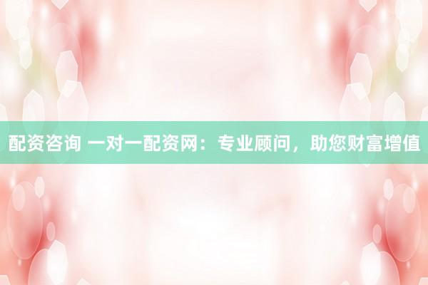 配资咨询 一对一配资网：专业顾问，助您财富增值