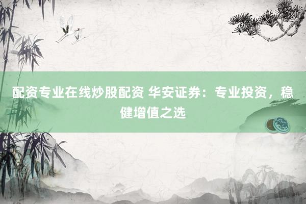 配资专业在线炒股配资 华安证券：专业投资，稳健增值之选