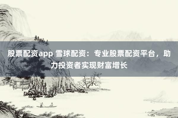 股票配资app 雪球配资：专业股票配资平台，助力投资者实现财富增长