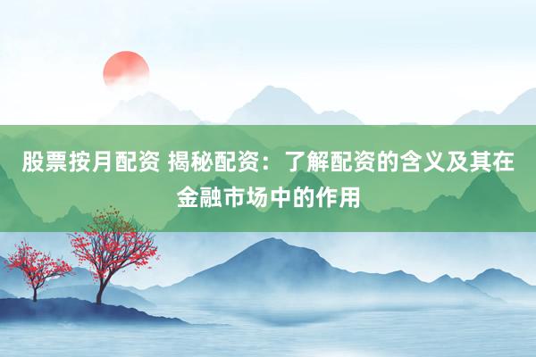 股票按月配资 揭秘配资：了解配资的含义及其在金融市场中的作用