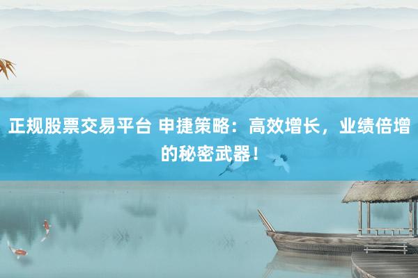 正规股票交易平台 申捷策略：高效增长，业绩倍增的秘密武器！