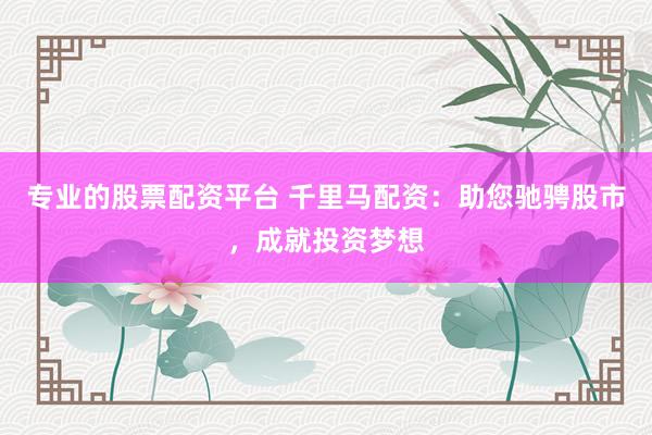 专业的股票配资平台 千里马配资：助您驰骋股市，成就投资梦想