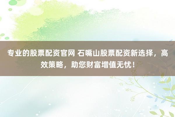 专业的股票配资官网 石嘴山股票配资新选择，高效策略，助您财富增值无忧！