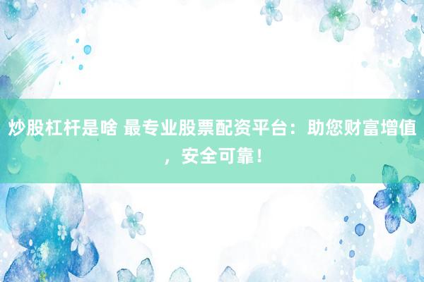 炒股杠杆是啥 最专业股票配资平台：助您财富增值，安全可靠！