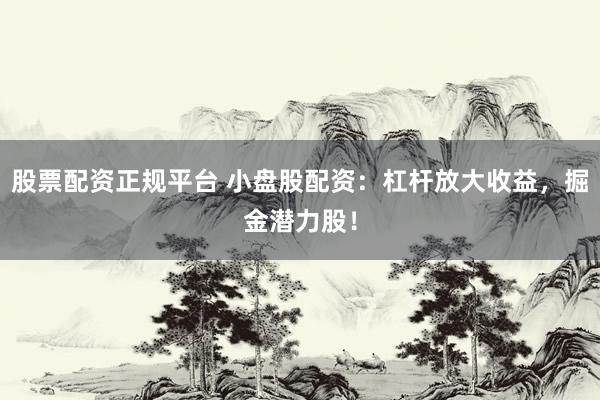 股票配资正规平台 小盘股配资：杠杆放大收益，掘金潜力股！