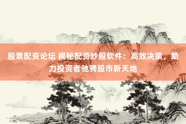 股票配资论坛 揭秘配资炒股软件：高效决策，助力投资者驰骋股市新天地
