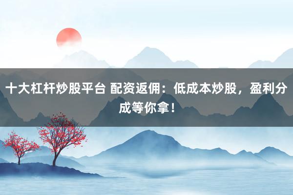 十大杠杆炒股平台 配资返佣：低成本炒股，盈利分成等你拿！